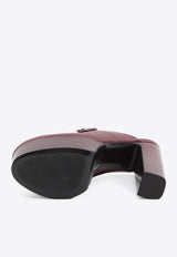 Gucci 145 Horsebit Calf Leather Platform Mules Bordeaux 835315-AADCW-6207