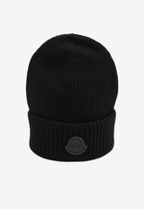 Moncler X Edward Enninful Logo Patch Ribbed Beanie Black K240333B00002-M6727-999