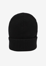 Moncler X Edward Enninful Logo Patch Ribbed Beanie Black K240333B00002-M6727-999