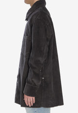 AMI PARIS Corduroy Velvet Overshirt Gray USH793-CO0131-020