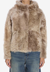 Yves Salomon Zip-Up Lamb Fur Jacket Cream 26WYV62-461TOSX-A2270