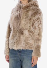 Yves Salomon Zip-Up Lamb Fur Jacket Cream 26WYV62-461TOSX-A2270