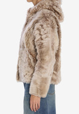 Yves Salomon Zip-Up Lamb Fur Jacket Cream 26WYV62-461TOSX-A2270