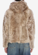 Yves Salomon Zip-Up Lamb Fur Jacket Cream 26WYV62-461TOSX-A2270