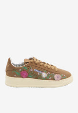 Autry Dallas Embroidered Suede Sneakers Brown ADLW--EY01