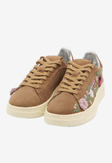 Autry Dallas Embroidered Suede Sneakers Brown ADLW--EY01