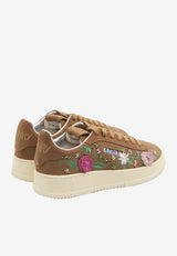 Autry Dallas Embroidered Suede Sneakers Brown ADLW--EY01