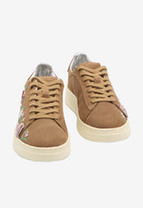 Autry Dallas Embroidered Suede Sneakers Brown ADLW--EY01