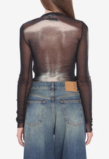 Jean Paul Gaultier Body Dust Semi-Sheer Top Black W-TO366-M010P-0091