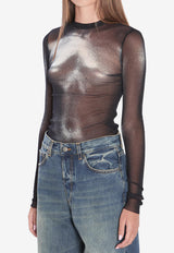 Jean Paul Gaultier Body Dust Semi-Sheer Top Black W-TO366-M010P-0091