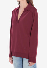 Gucci V-neck Wool Polo Sweater Red 793883-XKFA8-6318