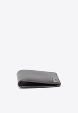 Saint Laurent Small Cassandre Leather Wallet Black 607727-1JB0E-1000