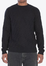 Fendi FF Jacquard Crewneck Sweater Black FZX091-AUW0-F0QA1