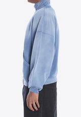 Balenciaga Distressed Logo Zip-Up Sweatshirt Blue 844162-TSVP1-4530