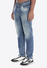 Dolce & Gabbana Logo Tag Distressed Jeans Blue GYJDAD-G8NX2-S9001