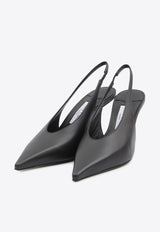 Jimmy Choo Isa 80 Calf Leather Slingback Pumps Black ISA80-CLF-BLACK