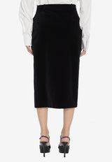 Saint Laurent Wrap Velvet Skirt Black 826769-Y580T-1000