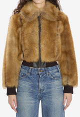 Saint Laurent Shearling Zip-Up Jacket Beige 836494-YF2BV-9621