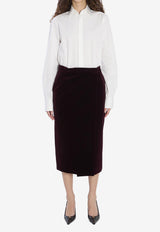 Saint Laurent Wrap Velvet Skirt Burgundy 826769-Y615W-6500