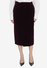 Saint Laurent Wrap Velvet Skirt Burgundy 826769-Y615W-6500