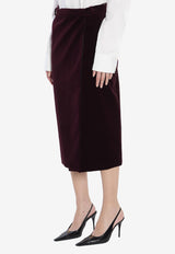 Saint Laurent Wrap Velvet Skirt Burgundy 826769-Y615W-6500