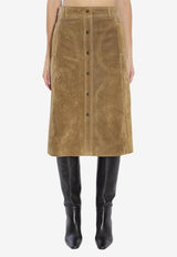 Arma Elen Suede Knee-Length Skirt Green 008L256072--OLIVE