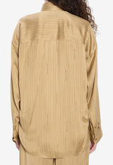 Balenciaga Satin Long-Sleeved Striped Shirt Beige 841012-TSLA6-2684