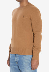 AMI PARIS Ami De Coeur Cashmere Wool Sweater Brown HKS830-005-216
