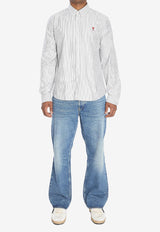 AMI PARIS Ami De Coeur Long-Sleeved Stripe Shirt Gray BFUSH063-C00087-039