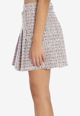 Self-Portrait Pleated Bouclé Mini Skirt Pink AW25048SKA--PINK