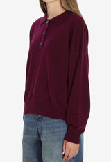 Allude Wool-Blend Polo Sweater Burgundy 17653--68