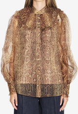 Zimmermann Hypnotic Smocked Long-Sleeved Blouse Beige 6158TF251--TSNK