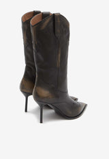 Paris Texas Lidia 70 Brushed Leather Western Boots Black PX1795-XLTHB-BLACK