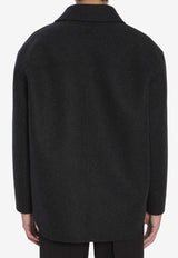 Fendi Double-Breasted Wool Pea Coat Gray FW1415-AOYA-F0TY6