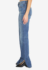 Chloé Logo Patch Straight-Leg Jeans Blue CH25WDP76153--4A1