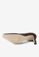 The Row Carla 80 Suede Leather Pumps Brown F1691-L303-LQB