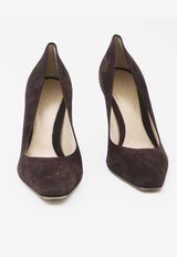 The Row Carla 80 Suede Leather Pumps Brown F1691-L303-LQB