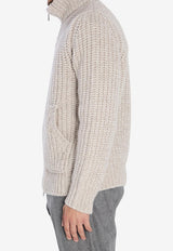Roberto Collina Ribbed Knit Zip-Up Cardigan Beige 253M48008--M4083