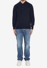 John Smedley Belper Long-Sleeved Polo T-shirt Blue BELPER--MIDNIGHT