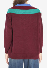 Loewe Wool V-neck Sweater Bordeaux S540Y14KH1--6654