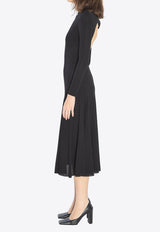 Alaïa Fluid Jersey Midi Dress with Heart Cut-Out Black AA9R2789J070B--995