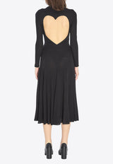 Alaïa Fluid Jersey Midi Dress with Heart Cut-Out Black AA9R2789J070B--995