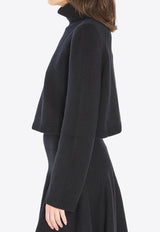 Alaïa Turtleneck Cashmere Cropped Sweater Black AA9G0072K115B--995