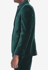 Gucci Single-Breasted Velvet Jacket Green 849879-ZJV75-3089