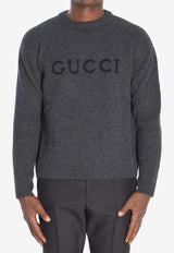 Gucci Ribbed Knit Logo Sweater Gray 833499-XKEYJ-1043