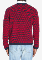 Valentino Toute La V Jacquard Wool Cardigan Red 7V3KA04I-AR1-BR5