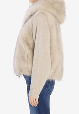 Valentino Faux Fur Zip-Up Vest Gray 3144--LINEN