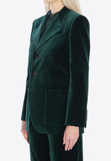 Gucci Single-Breasted Velvet Blazer Green 849749-Z7AZS-3089
