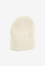 Moncler Grenoble Logo Patch Ribbed Beanie Ivory K20973B00007-04761-034