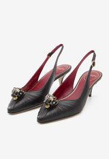 Valentino Panthea 55 Leather Slingback Pumps Black 7W0S0NG5-LIR-0NO